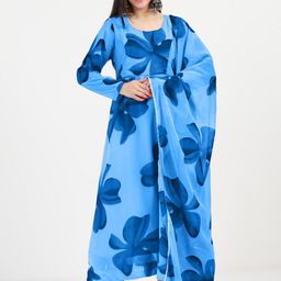 Raiyani Enterprise Women Floral Printed Anarkali Kurta With Dupatta-image-84