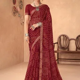 DURGA EMPORIO Bandhani Embroidered Pure Chiffon Bandhani Saree-picture-14