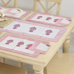 LIVING ROOTS 6-Pcs White & Pink Printed Table Napkins-10