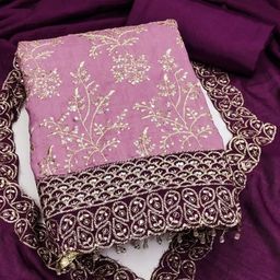 V3 FASHION STUDIO Embroidered Art Silk Unstitched Dress Material-image-82