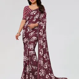 Moda Rapido Floral Printed Georgette Saree With Blouse Piece-image-55