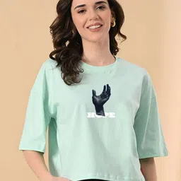 OWL MINK Women Graphic Printed Round Neck Pure Cotton Relaxed Fit T-shirt-image-44