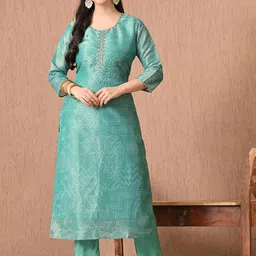 HARIKS Women Printed Regular Kurti with Trousers & With Dupatta-picture-17