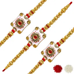MEIRA JEWELLERY 5-Pcs Rakhi With Roli Chawal & Greeting Card-image-54