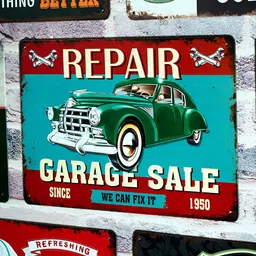 eazy wagon Green & Red Ford Repair Garage Sale Printed Wall HangingDecor-image-42