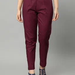 Mera Rang Women Tapered Fit Wrinkle Free Trousers-image-86