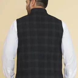 John Pride Checked Plus Size Nehru Jacket image 3