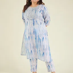Janasya Women Printed Regular Sequinned Kurta with Trousers-image-34