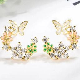 Estailo fashion Artificial Stones Studded Floral Studs-image-93