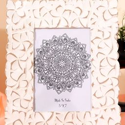 THREADVIBE LIVING White & Black Textured Wooden Table Photo Frame-image-91
