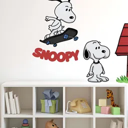 LANSTICK White & Red Printed Different Poses Dog Wall Stickers-6