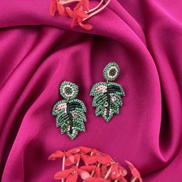 Digital Dress Room Leaf Shaped Drop Earrings-69