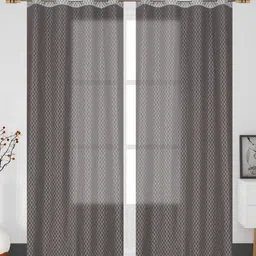 Galaxy Home Decor Grey 2 Pieces Self Design Sheer Window Curtains-image-10