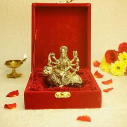 Ekhasa Brass Durga Maa Idol in Luxury Red Velvet Gift Box For Gifting-image-32