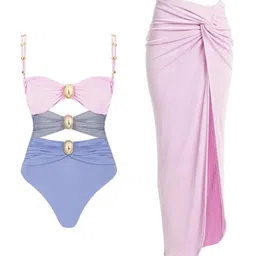 Alamode By Akanksha Pink Mariku Luxe Swimsuit With Skirt-image-71
