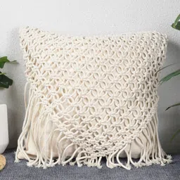 HOMADORN Off White Set of 2 Ethnic Motifs Square Cushion Covers-7