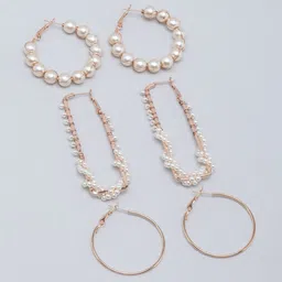 KPOP Set of 3 Gold-Plated Contemporary Stoned Studded Drop Earrings image 4