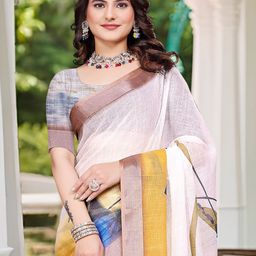Anouk Rustic Zari Block Print Saree image 4