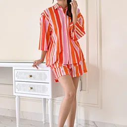 Bunaai Women Colorful Stripes Shorts Set-picture-15