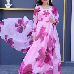 Krunal Raiyani Printed Maxi Dress & Dupatta-image-96