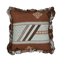 Luxmi Cotton Fabrics Brown & Off White 5Pieces Ethnic Motifs Printed Square Cushion Covers-55