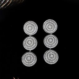 StyleCast Silver-Plated Rhinestone Studded Circular Drop Earrings-image-82