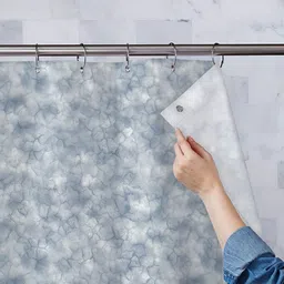 ArtzFolio White & Grey Printed Water Proof Shower Curtain-picture-12