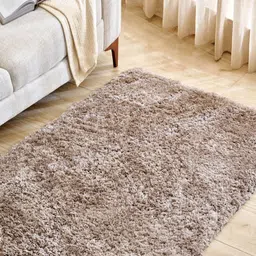 Home Centre Beige Solid Polyester Carpet-image-85