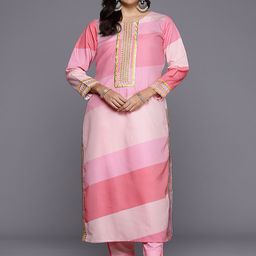 A PLUS BY AHALYAA Women Printed Regular Gotta Patti Kurta with Trousers-image-83