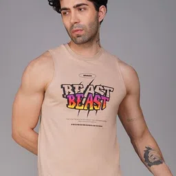 Brauch BEAST Printed Gym Vest - M-VEST-BEAST-BEIGE-S-image-2