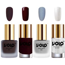 VOLO Set Of 4 Velvet Matte & Extra Shine Nail Polish-8 ml & 9.9 ml Each Shade 29-33-44-46 image 1