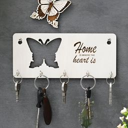 Webelkart White 1 Piece Butterfly Wooden Key Holder-image-66