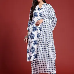 Anouk Floral Printed Kurta with Trousers & With Dupatta image 5