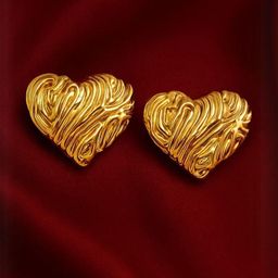 ISHTAARA Gold plated Stainless Steel Heart Shaped Studs Earrings-image-93