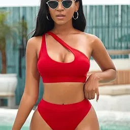 BAESD Curve Asymmetric One Shoulder Low Coverage Swim Bikini Set-image-85