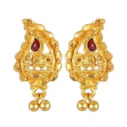 DIVASTRI Gold-Plated Contemporary Artificial Stones Studded Drop Earrings-11