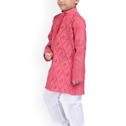 NFC CREATION Boys Embroidered Regular Thread Work Kurta with Pyjamas image 4