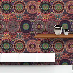 ArtzFolio Printed UV-Resistant Anti-Bacterial Vintage Floral & Mandala0 Peel & Stick Wallpaper-image-98
