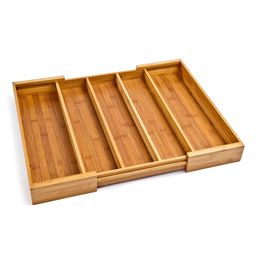 WHITEWHALE Brown Wooden Kitchen Storage Holder For Knives Forks Spoons Drawer Organisers-22