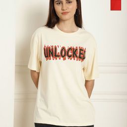 Metronaut Women Pack of 2 Lion King Typography Printed Cotton Oversized T-shirts-image-82