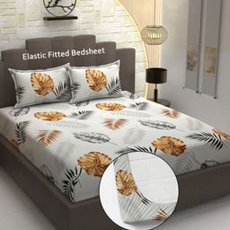 Banchmark Home Furnishings White Printed Cotton 200 TC King Bedsheet Set 1.83 m x 1.98 m-image-77