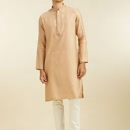 Diwas by Manyavar Geometric Woven Design Thread Work Mandarin Collar Straight Kurta-image-58