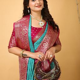 Anouk Rustic Bandhani Zari Silk Blend Patola Saree-image-61