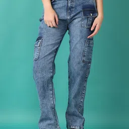 V-Mart Women Straight Fit High-Rise Low Distress Heavy Fade Stretchable Jeans-image-35