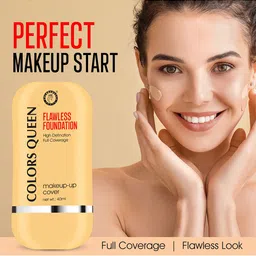 Colors Queen High Definition Full Coverage Flawless Foundation 40ml - White Ivory 01 image 3