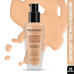 Seven Seas Full Coverage Stay Matte Foundation  With Vitamin C- 40ml - Natural 03 image 4