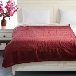 pluchi Maroon Polyster Solid 120 Gsm Single Bed Quilts-picture-18