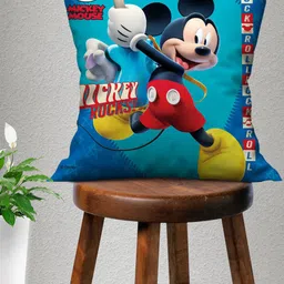 Athom Living Disney Blue Mickey Mouse Print Square Cushion With Cover-6