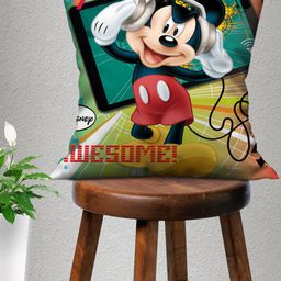 Disney Kids Green & Red Mickey Mouse Printed Cushion With Cover-image-90
