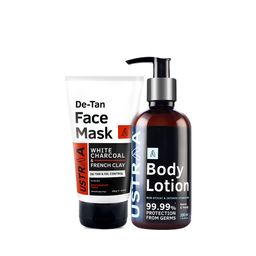 Ustraa Men Black Combo Of Body Lotion & De-Tan Face Mask-72
